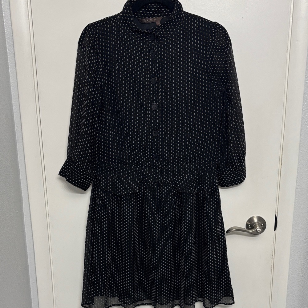 Elegant Black and Gray Long Sleeve Dress